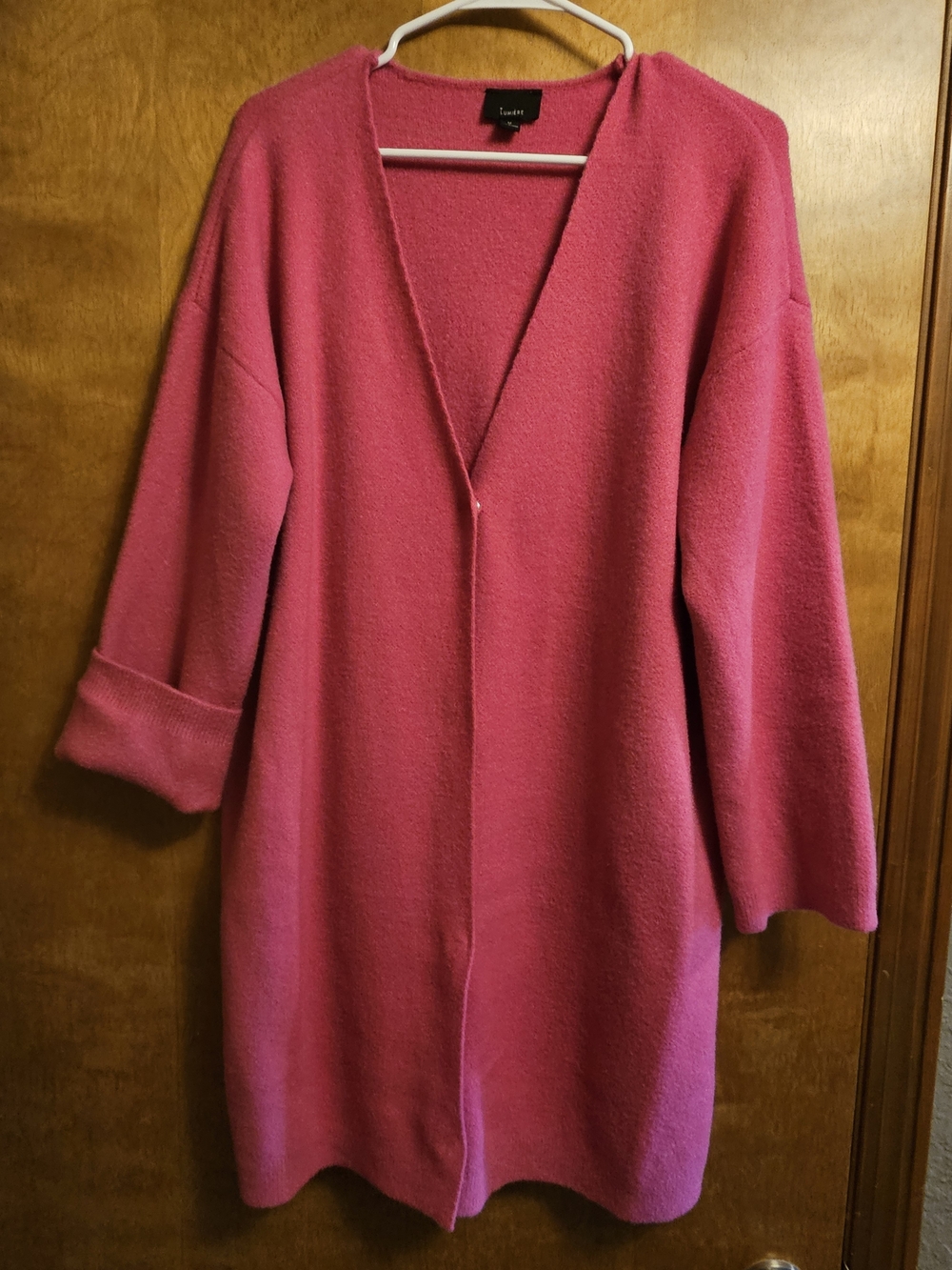 Lumiere Hot Pink Open-Front Long Cardigan